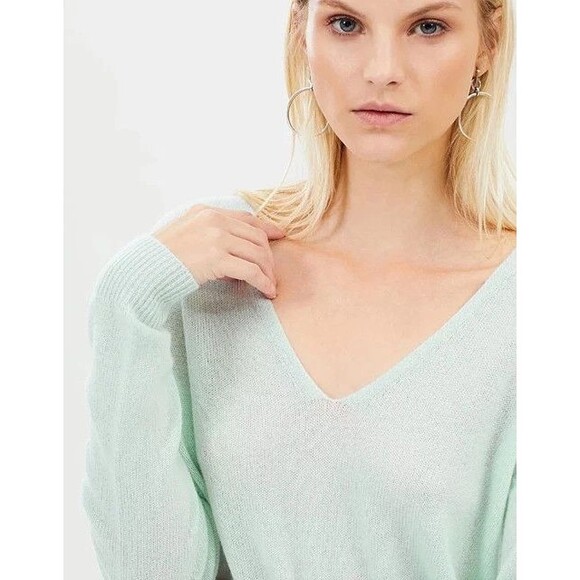 Theory Adrianna 100% Cashmere V-Neck Sweater Size SMALL LIGHT MINT - Picture 1 of 10